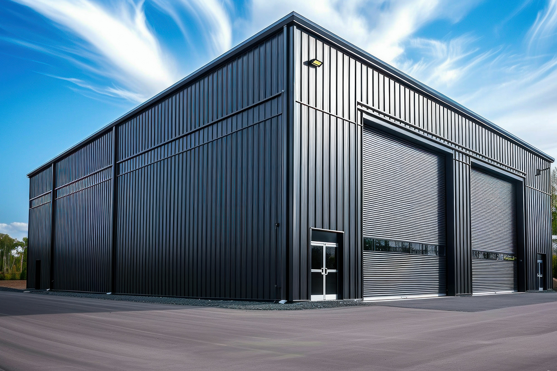 Warehouse sectional garage door setup